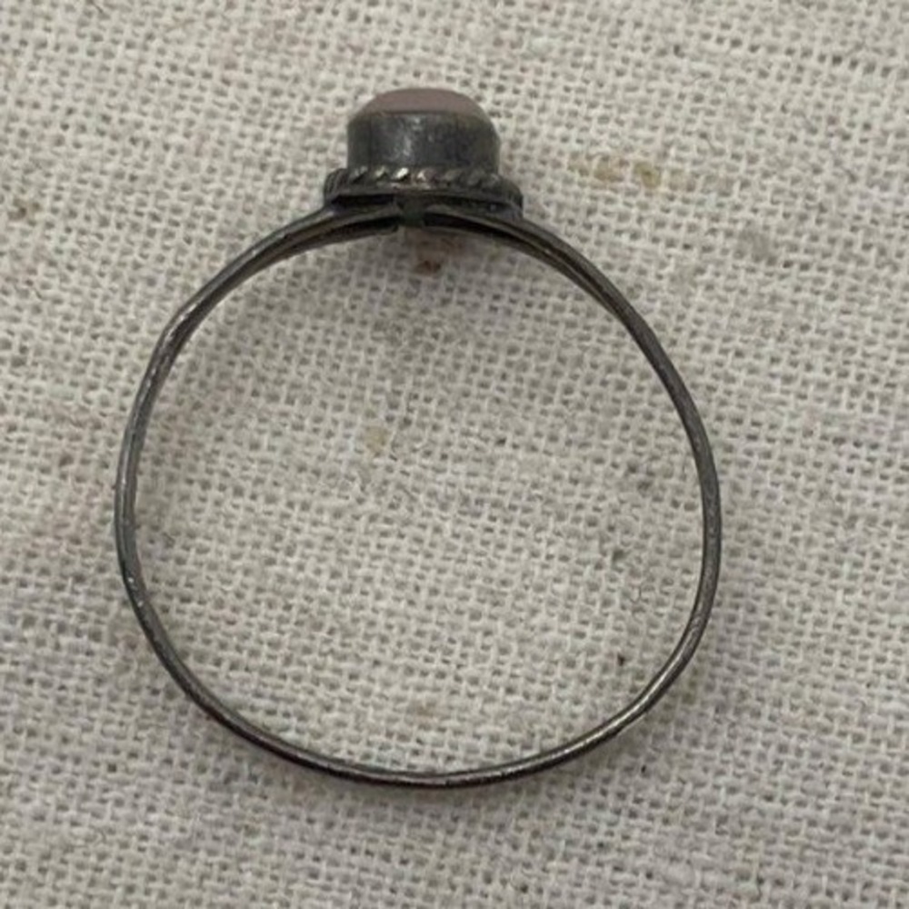 Taxco 925 Sterling Silver Pink Stone Oval Cabochon Ring Size 6.5 Mexico Vintage - Picture 3 of 6